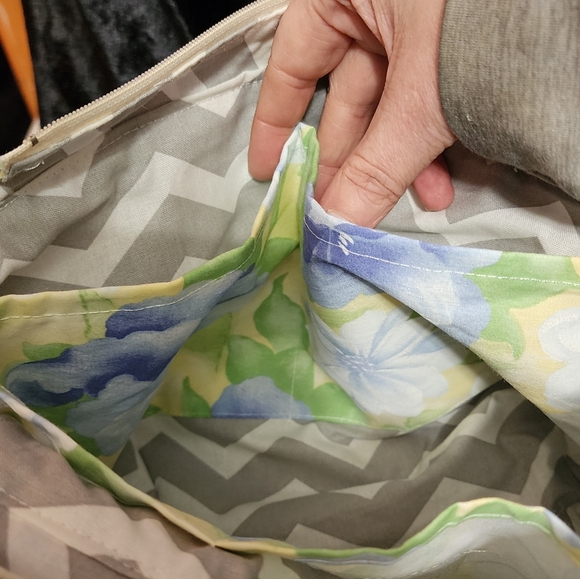 Floral Tote Bag - Blue and Green - Picture 5 of 6